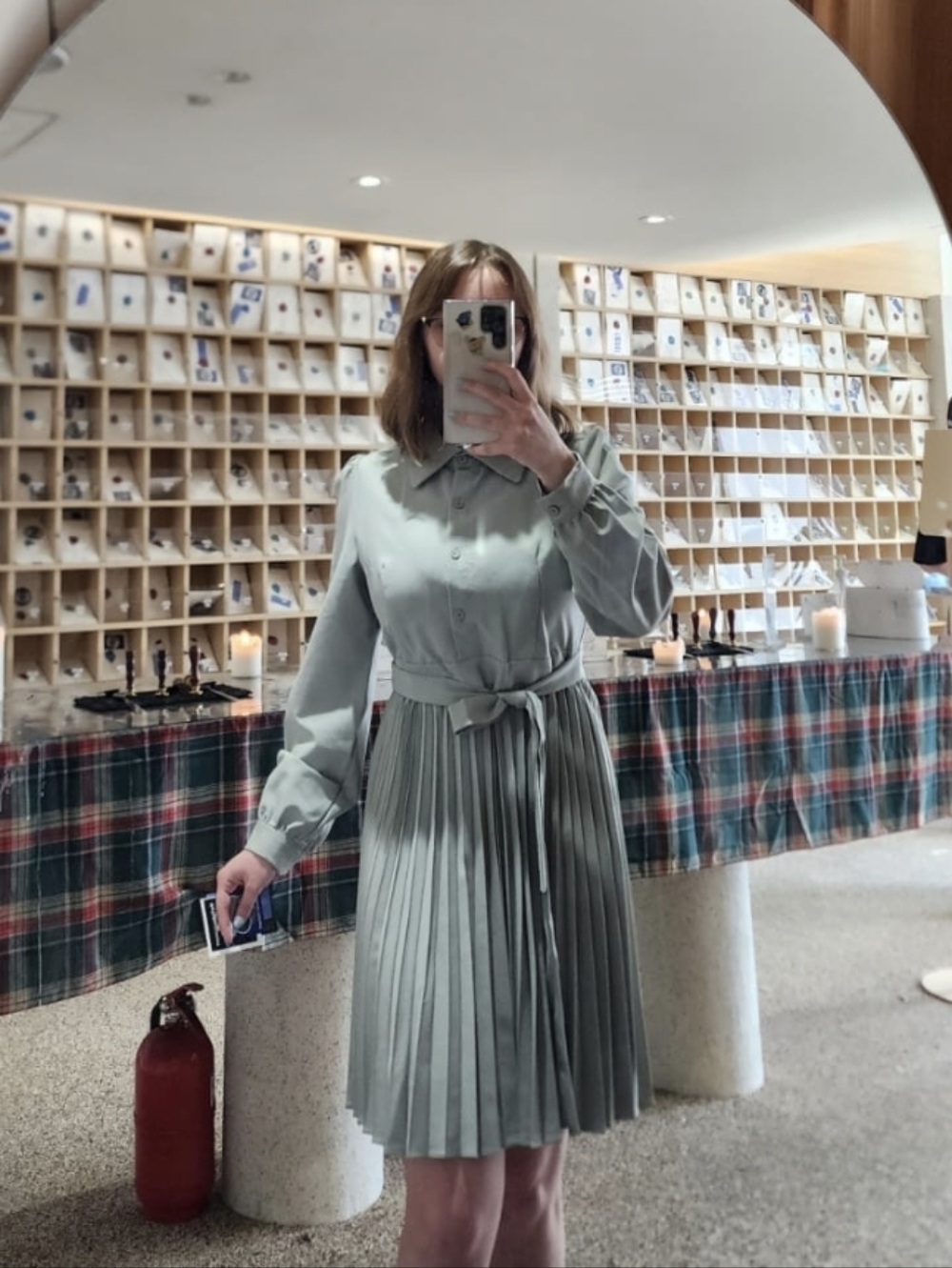 Stylish Green Pleated Dress, Size Small💚 Cute, Like New Condition- Fast Shipper - Picture 11 of 11